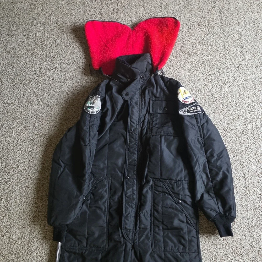 Vintage Arctic Cat Snowmobile Suit Mens Medium Large One Piece Zip-Off Hood‎